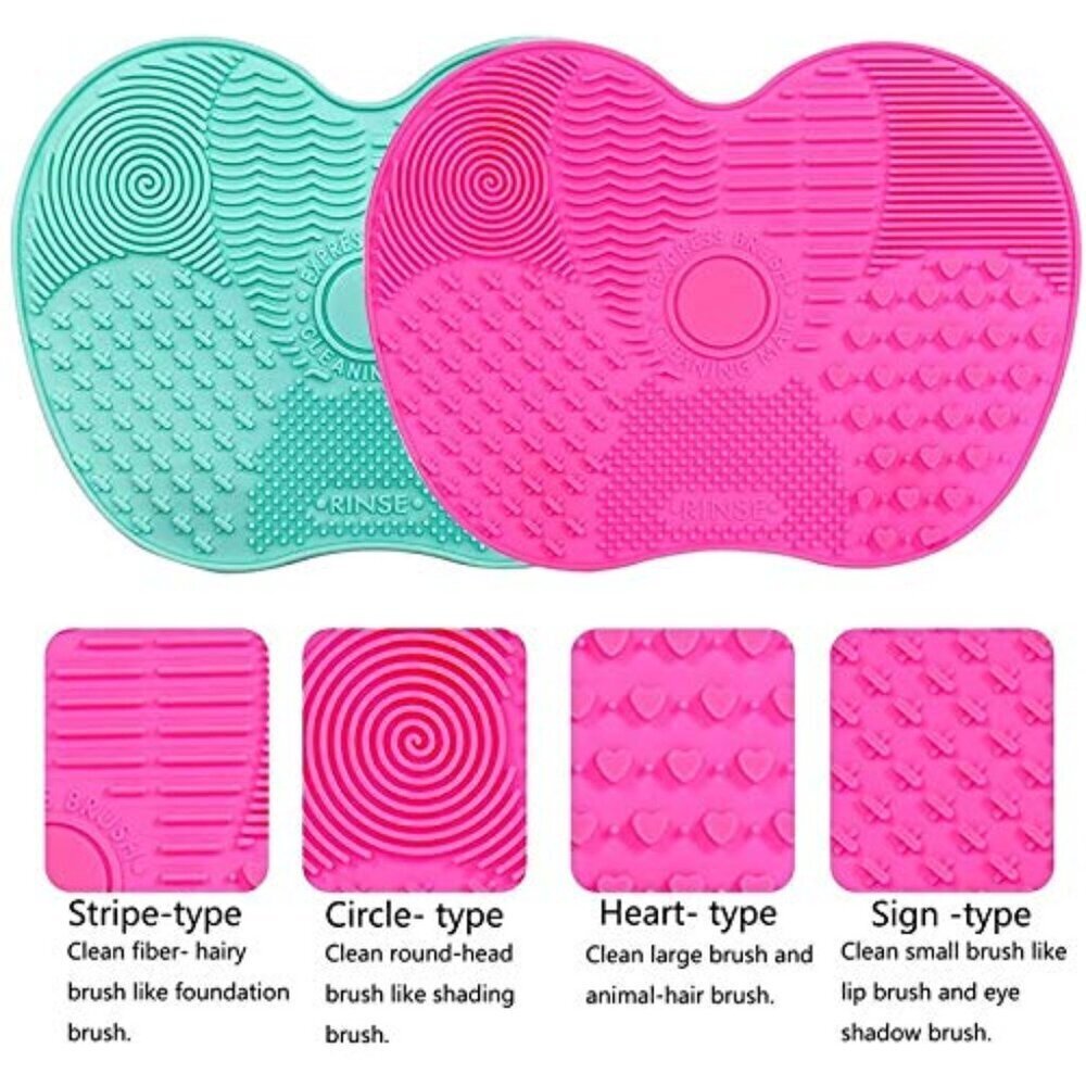 SILICONE GEL MAKEUP BRUSH CLEANING MAT WITH SUCTION CUP 2 PCS